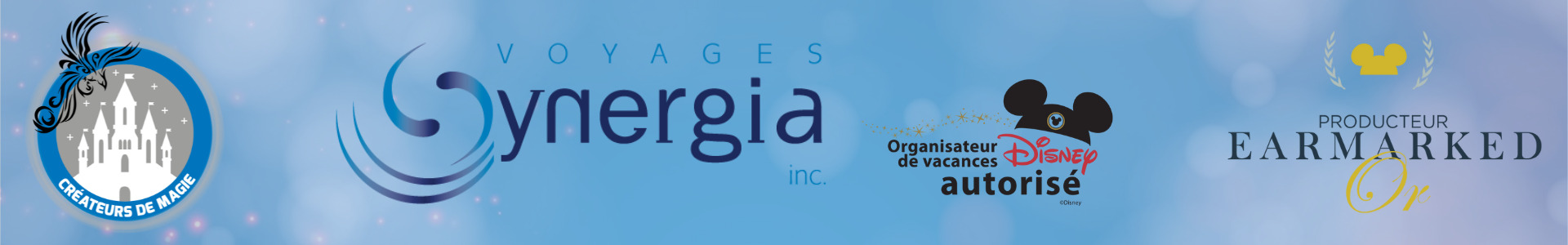 Voyages Synergia Créateurs de Magie Organisateur de Vacances Disney Autorisé Producteur Earmarked Or