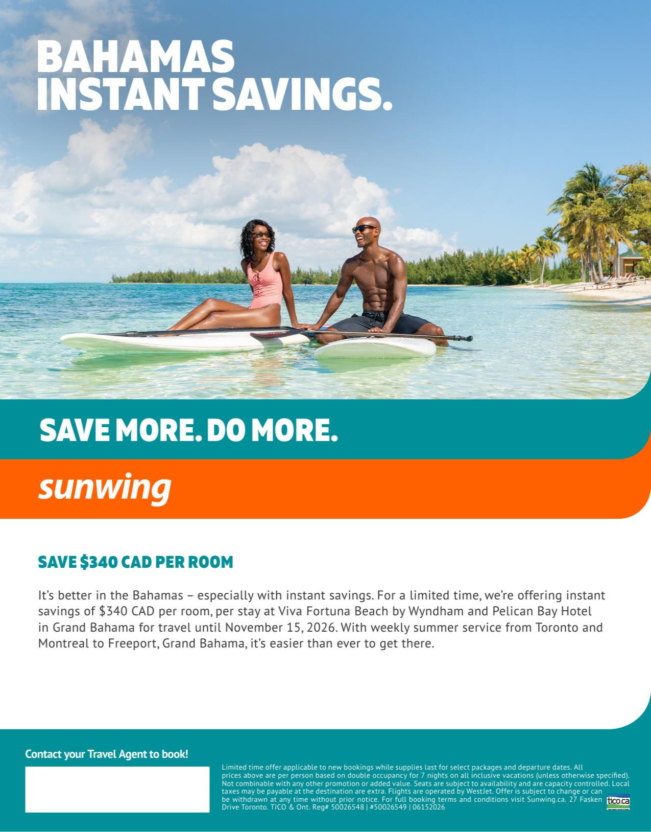 Sunwing Promotion Bahamas Instant Savings with Voyages AquaTerra Mascouche
