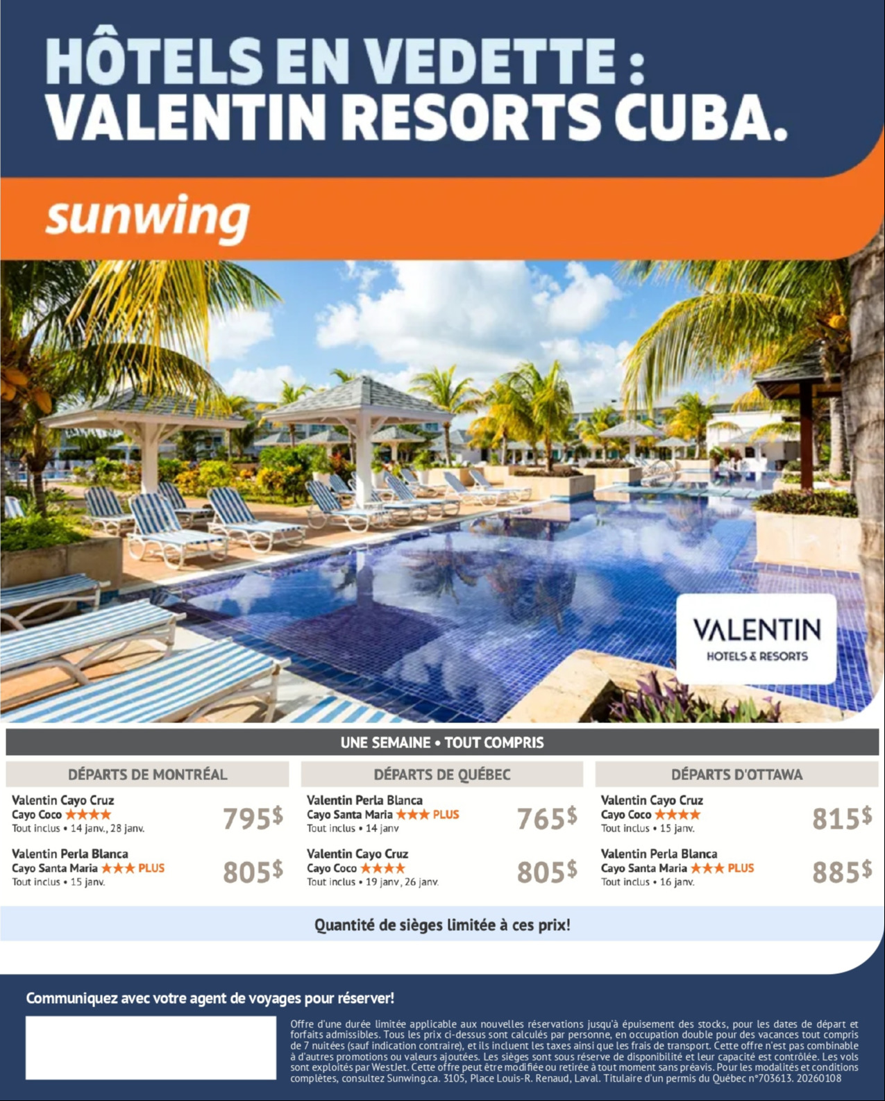 Promotion Vacances Sunwing Mardi Voyage avec Voyages Aqua Terra Mascouche SUNWING PROMOTION Flyer SECTION-2 Flyer FR