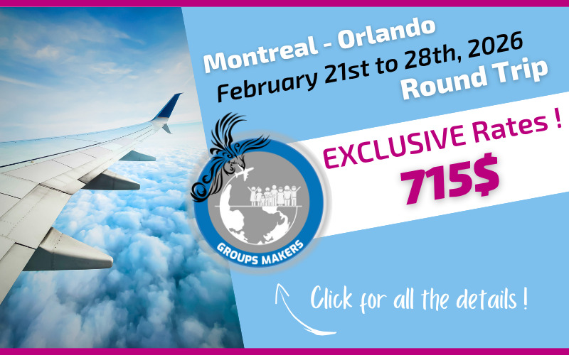 Exclusive rate Voyages Mascouche round-trip flight Montreal Orlando from February 21st to 28th, 2026 Exclusive rate Voyages Mascouche round-trip flight Montreal Orlando from February 21st to 28th, 2026
